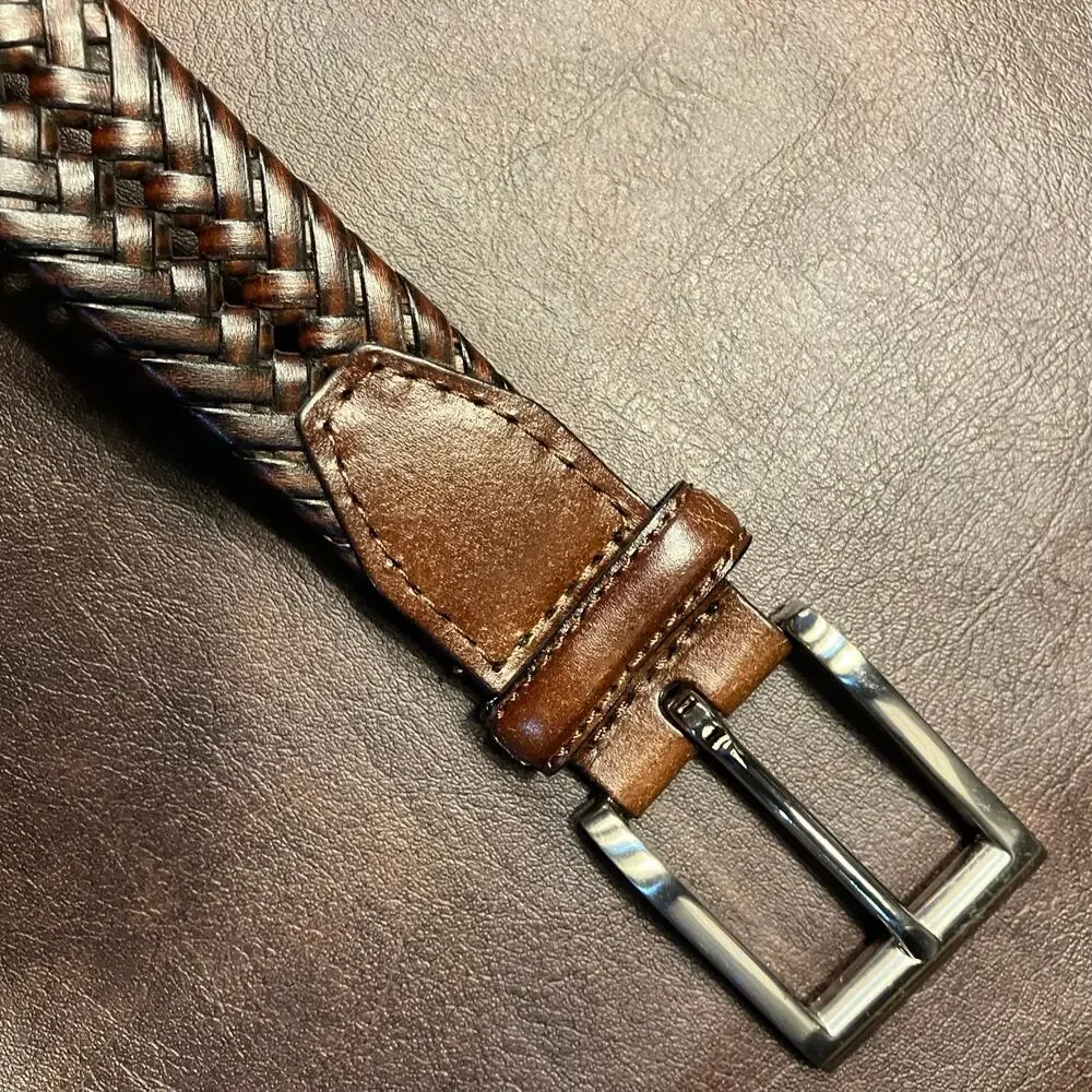 Vintage‎ Cowhide Leather Braided Belt Size 50 1.5in width